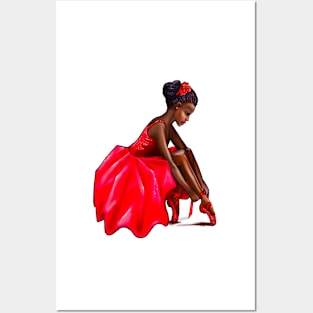 Dance Ballet in red tutu Queen Black is beautiful African American Ballerina Dancer Dancing Posters and Art